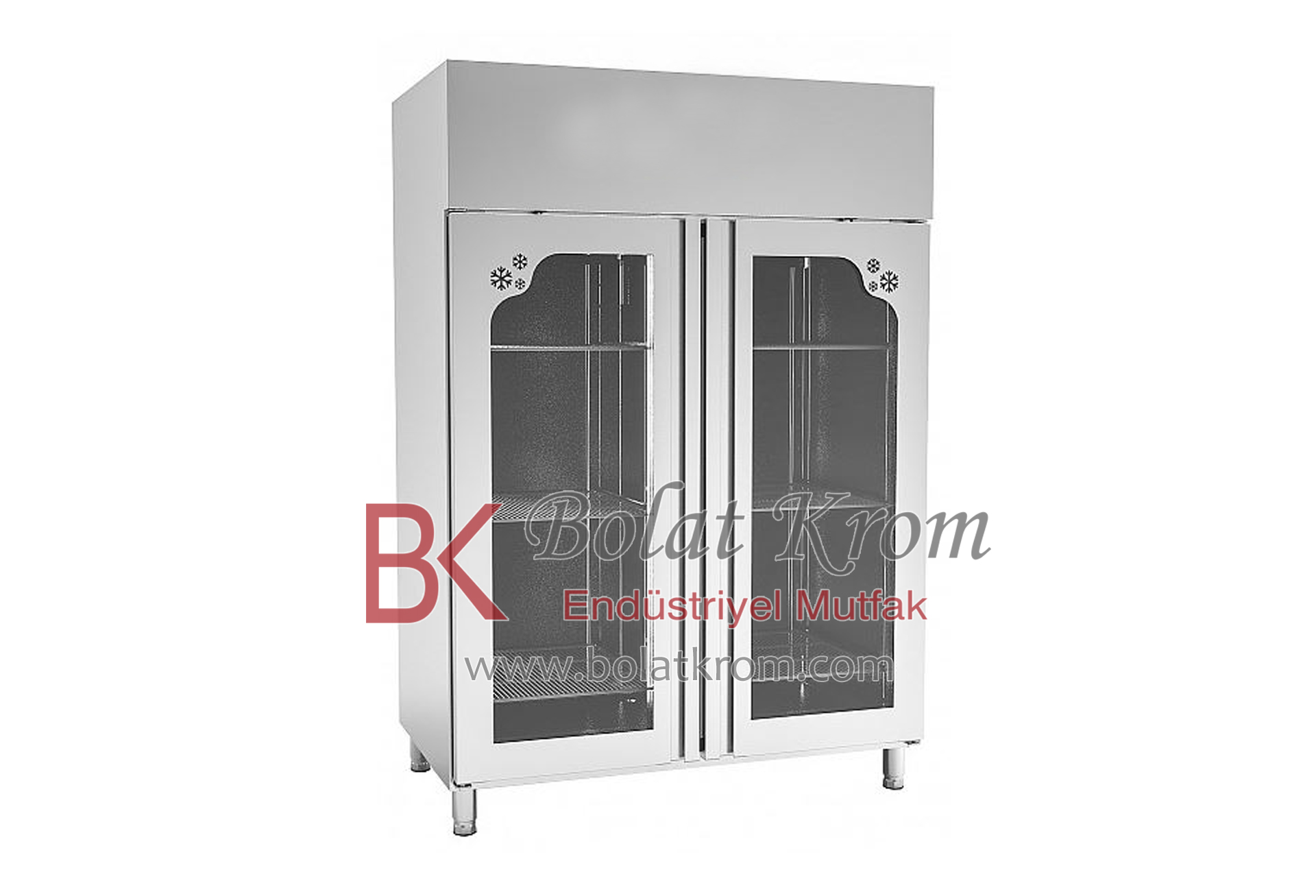 Paslanmaz Çelik Soğutma Üniteleri, Dikey Tip Çift Cam Kapaklı Buzdolabı özellikleri, ebatları ve üretimi İzmir'de Bolat Krom Endüstriyel Mutfak Ekipmanları tarafından üretilmektedir.