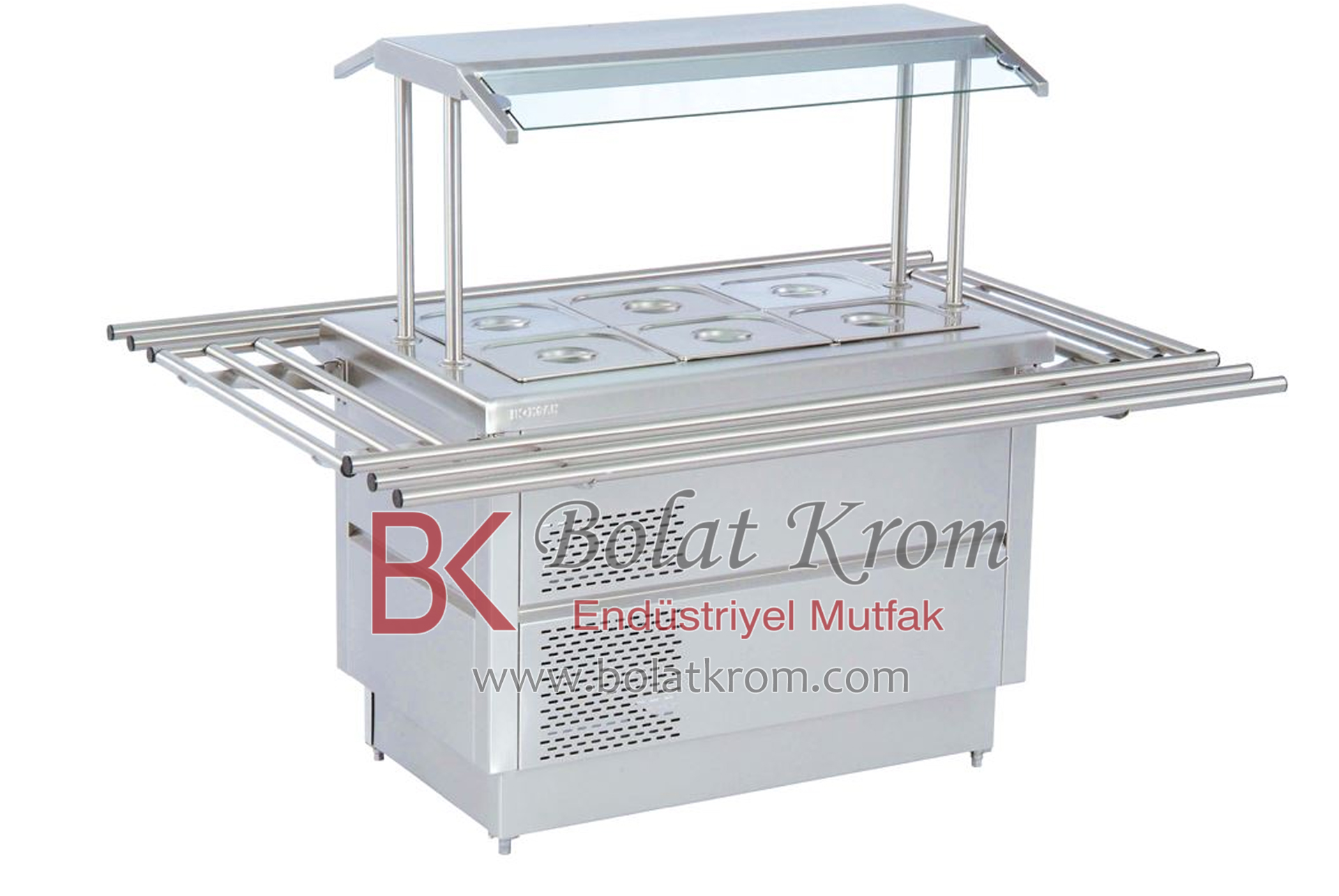 Servis ve Teşhir Ürünleri, Salat Bar özellikleri, ebatları ve üretimi İzmir'de Bolat Krom Endüstriyel Mutfak Ekipmanları tarafından üretilmektedir.